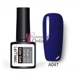 Oja semipermanenta LeMooc color UV / LED de 8 ml Cod A047 King Blue + 1 Cutie sclipici Auriu Cadou